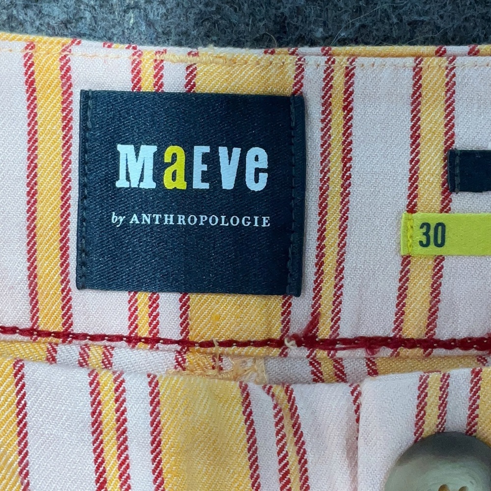 Anthropologie Maeve The Colette Linen Edition Cropped Striped Pants 10 / 30 - Picture 4 of 5